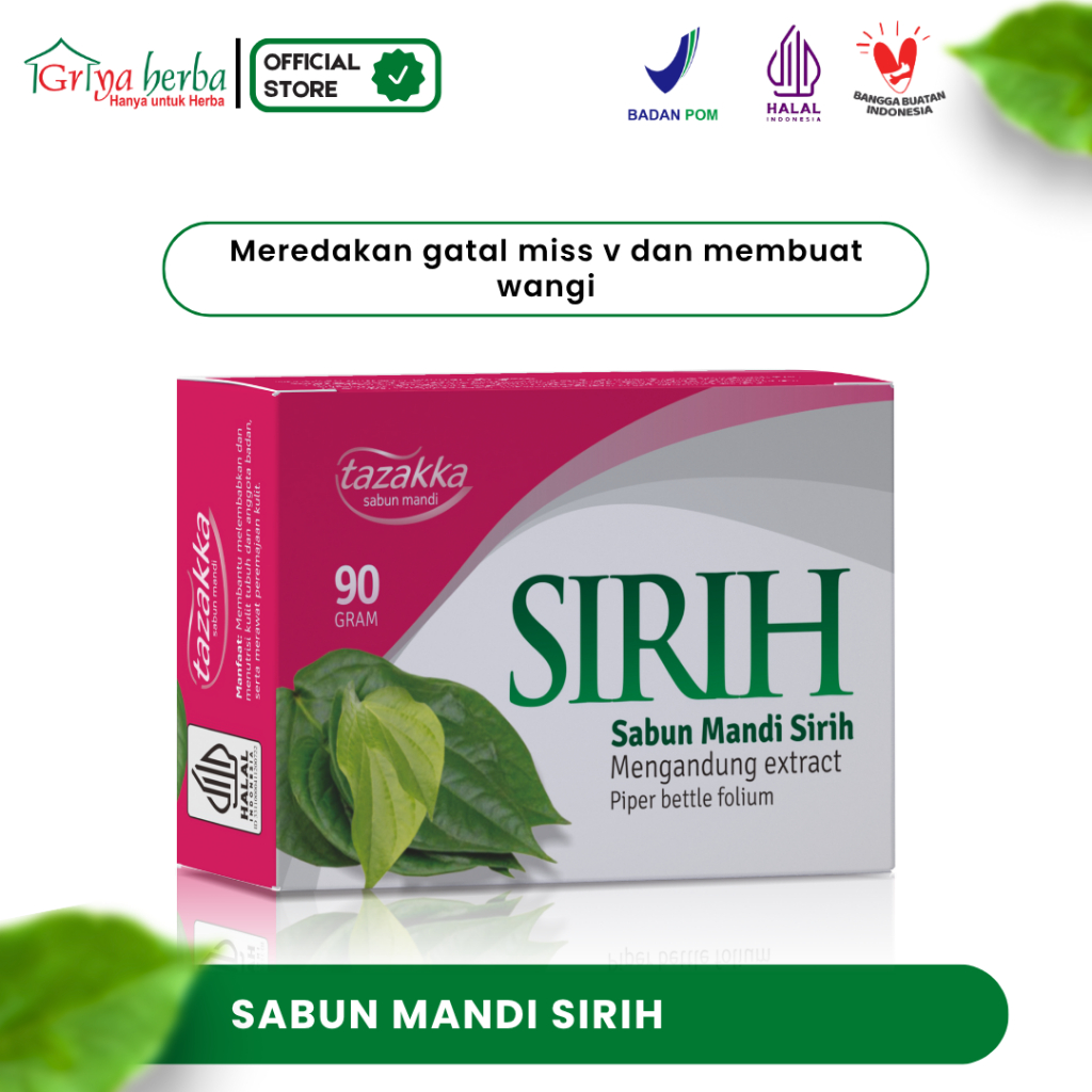 SABUN DAUN SIRIH Kewanitaan Herbal Tazakka 90 Gram Pembersih Miss V Gatal Sabun Mandi Batang Batanga