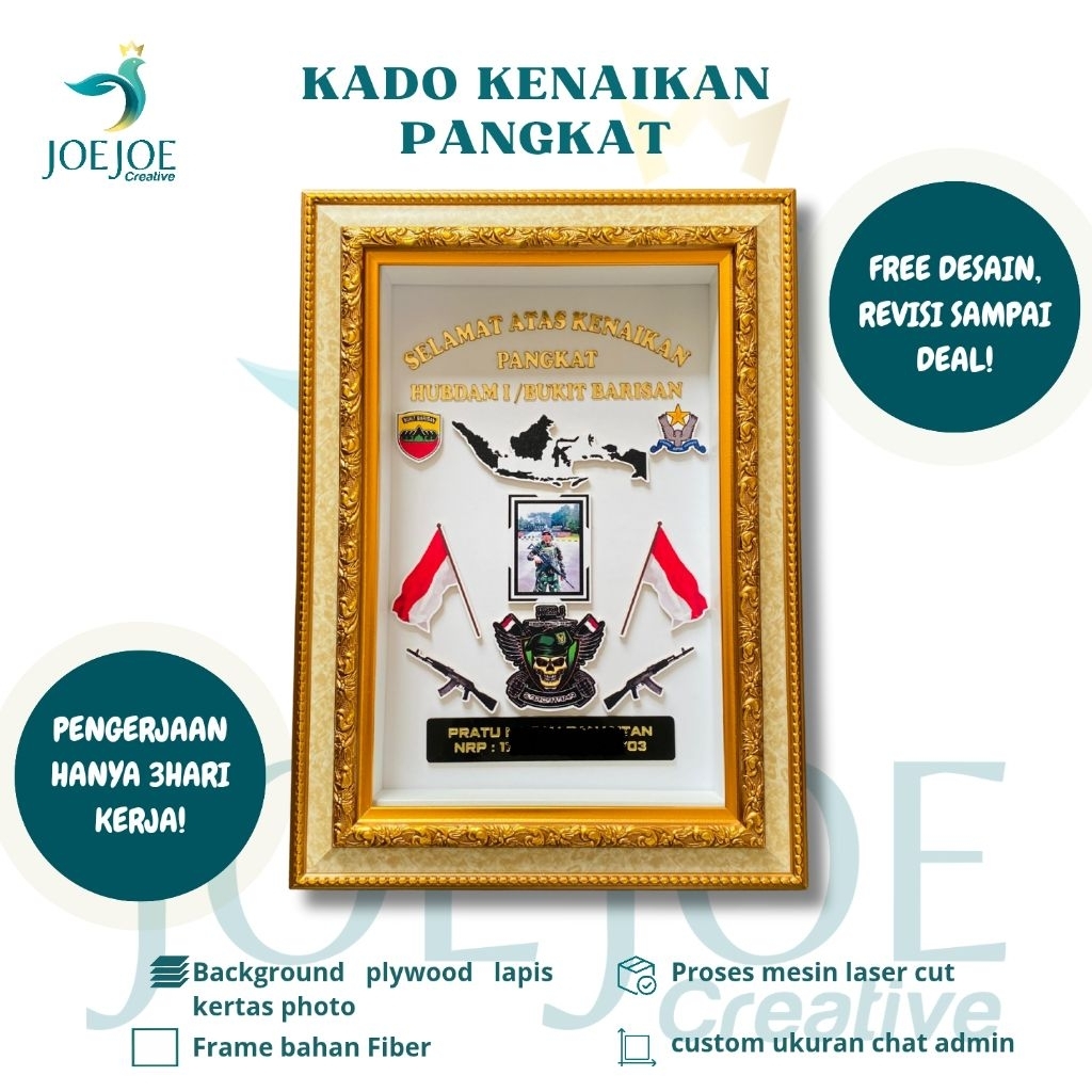 kado kenaikan pangkat tni polri untuk pacar/suami | kado| kenaikan pangkat | frame kado | frame kena