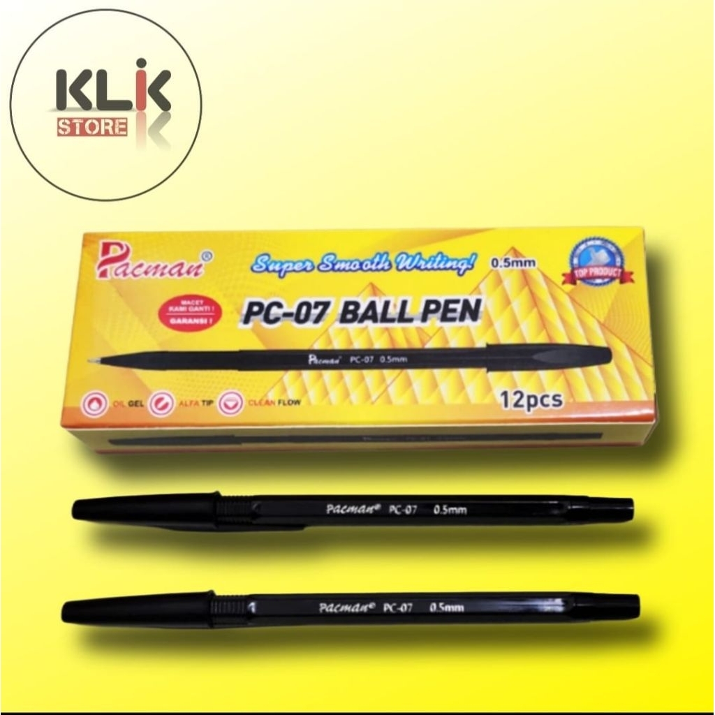

(Pack / 12pcs) Pulpen Pacman PC-07 0.5mm / Gel Pen Ball Pen Bolpen Ballpoint Hitam