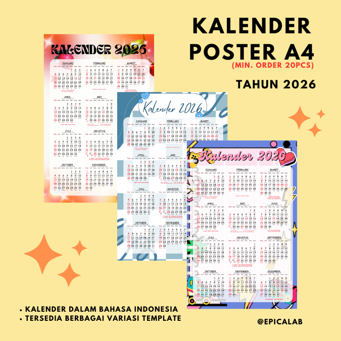 

[A4] Kalender Poster - Kalender 2026 12 bulanan