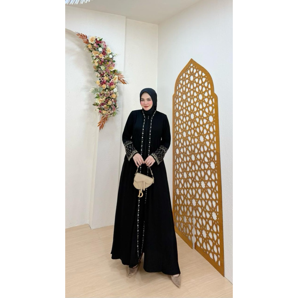 Assafa Dress / Abaya Hitam / Gamis Jetblack / Abaya Simple Elegant / Abaya Hitam Payet / Gamis Hitam