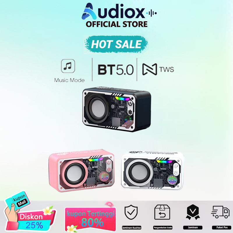 Speaker Bluetooth Cyberpunk Transparan LED RGB - Speaker Super Bass Keren, Dual Mini Portable, Sound