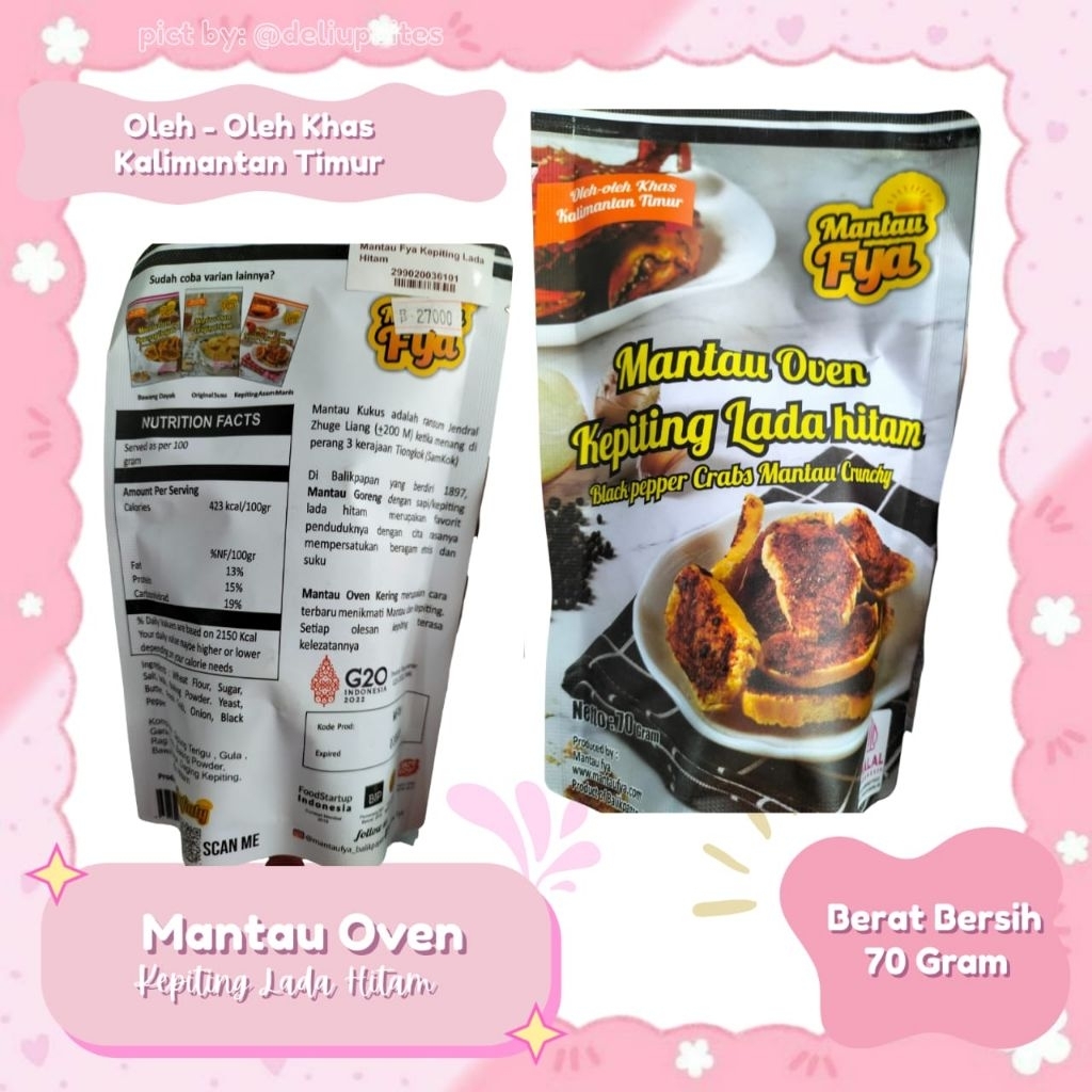 

Mantau Oven Kepiting Lada Hitam 70gr - Oleh Oleh Khas Kalimantan Timur
