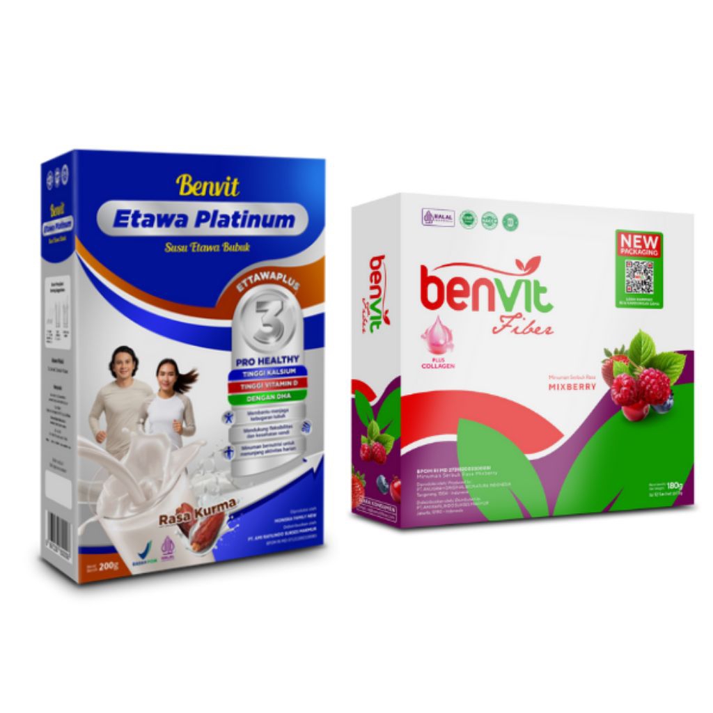 [ Paket Hemat ] Benvit Etawa Platinum + Benvit Fiber Plus Collagen