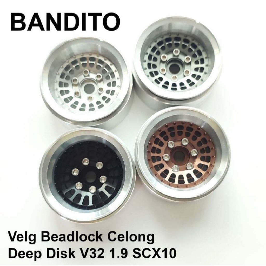 Bandito Velg Beadlock Celong Deep Disk V32 Silver 1.9 SCX10