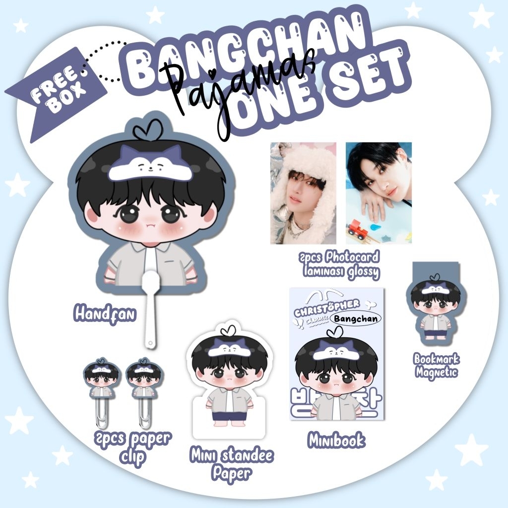

Fankit One Set Stray Kids Pajamas Chibi Handfan Minibook Bookmark Magnetic