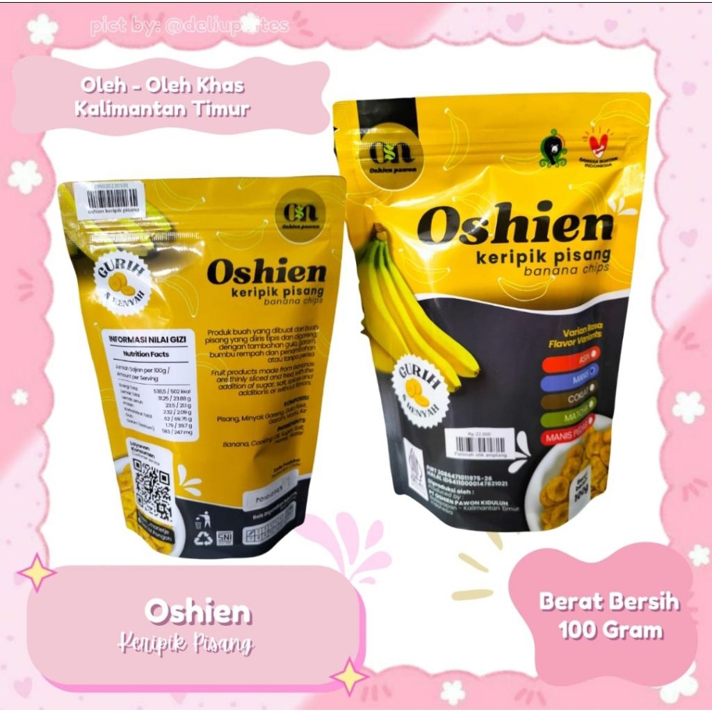 

Oshien Keripik Pisang 100gr | Oshien banana chips snack | Oleh-oleh Khas Kalimantan Timur