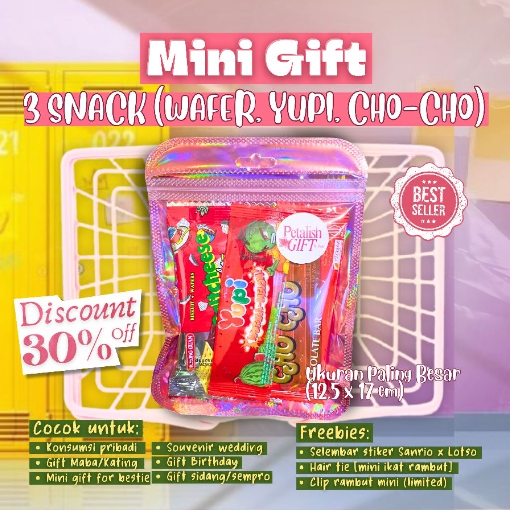 

[MINI GIFT] 3 SNACK SERBA MERAH (WAFER,YUPI,CHO-CHO) | TERMURAH AESTHETIC HOLOGRAM UNTUK GIFT BIRTHDAY, BESTIE, WISUDA, HADIAH, GIFT MABA, GIFT KATING, GIFT KAKEL, GIFT DEKEL, SIDANG, SEMPRO, SOUVERNIR WEDDING