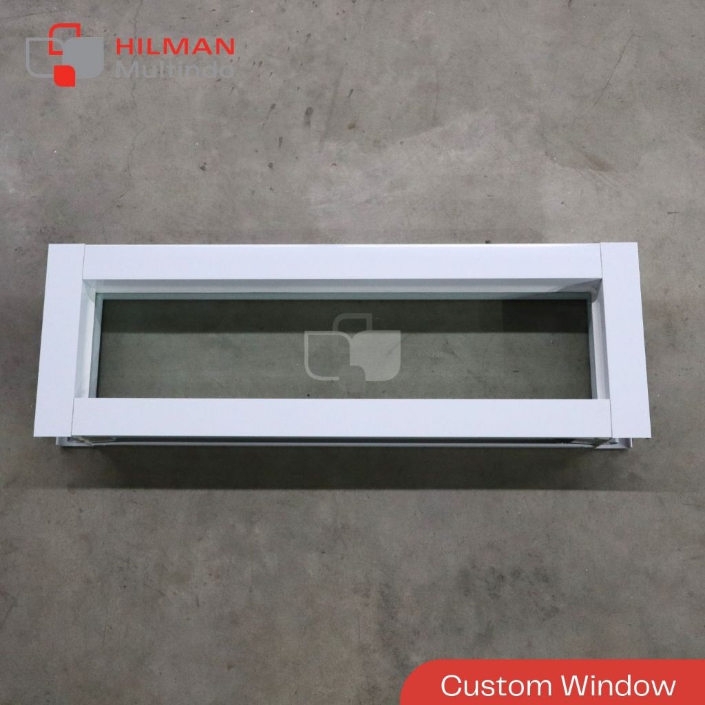 Jendela Kaca Mati Aluminium 60 x 20 cm Putih / Hitam