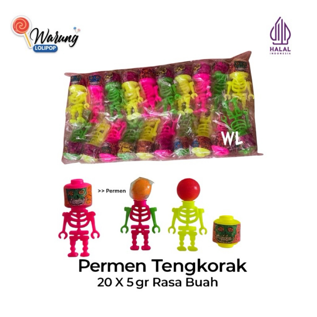 

Permen Tengkorak 20 x 5 Gr | Candy Rasa Buah | Permen Anak Lucu & Unik by Warung Lolipop