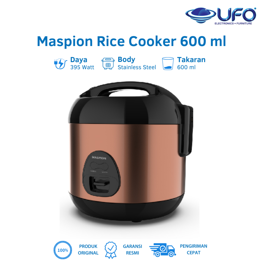 Maspion Magic Com Rice Cooker | Kapasitas 0.6 Liter | Anti Lengket | Anti Gores| MRJ0623GRBF