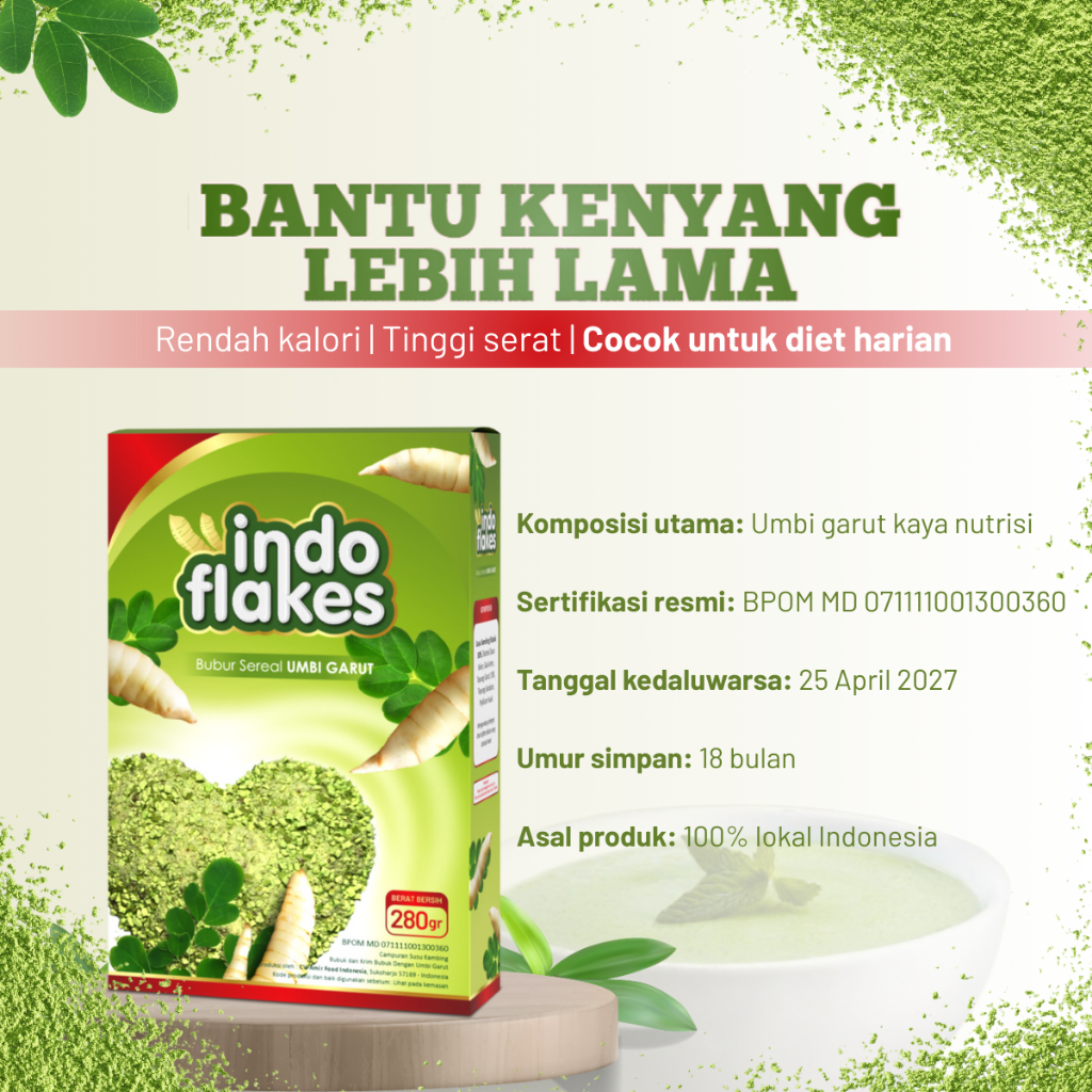 

INDOFLAKES DIET SEHAT – bubur instan daun kelor | rendah lemak | tinggi serat & protein | bantu turunkan berat badan | sarapan sehat alami