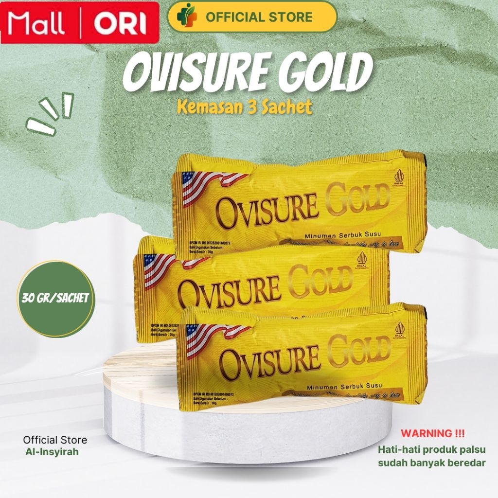 

3 Sachet Ovisure Gold Milk - Susu Ovisure Gold Sachet isi 3 kemasan 30 gram - Untuk Asam Urat