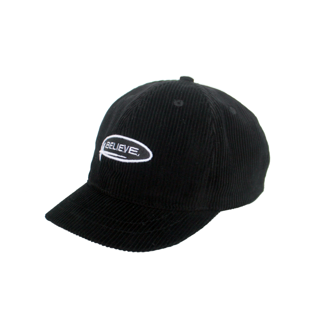 Topi Lidah Pendek Corduroy Hitam