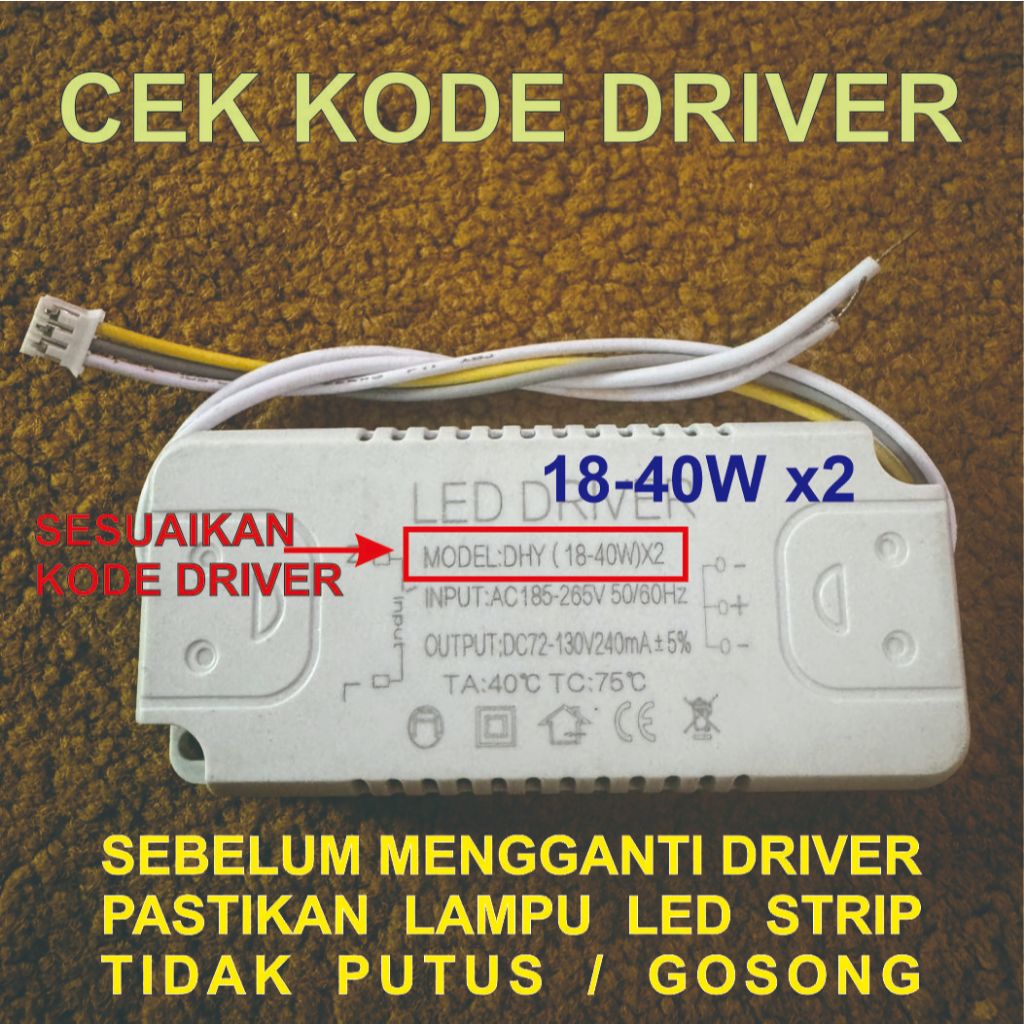 LED Driver 3 warna, Downlight Lampu Ring Gantung