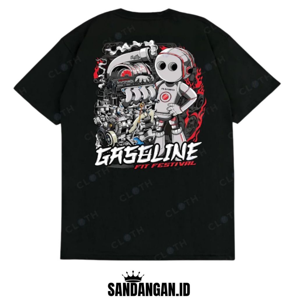 T-SHIRT KAOS GASOLINE FIT FESTIVAL HONDA JAZZ ENTHUSIAST OTOMOTIF PREMIUM QUALITY