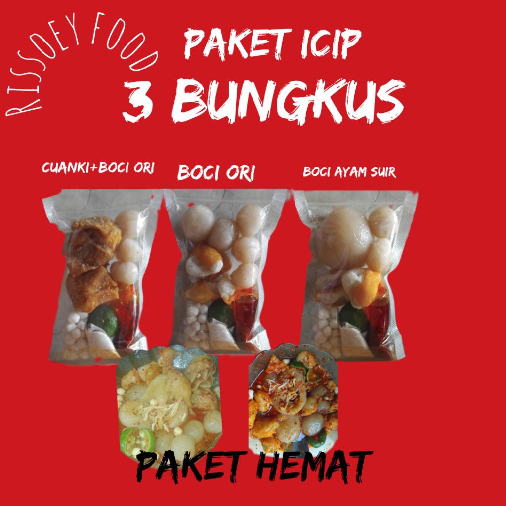 

[ paket icip 3 bungkus ] baso aci isi ayam suwir