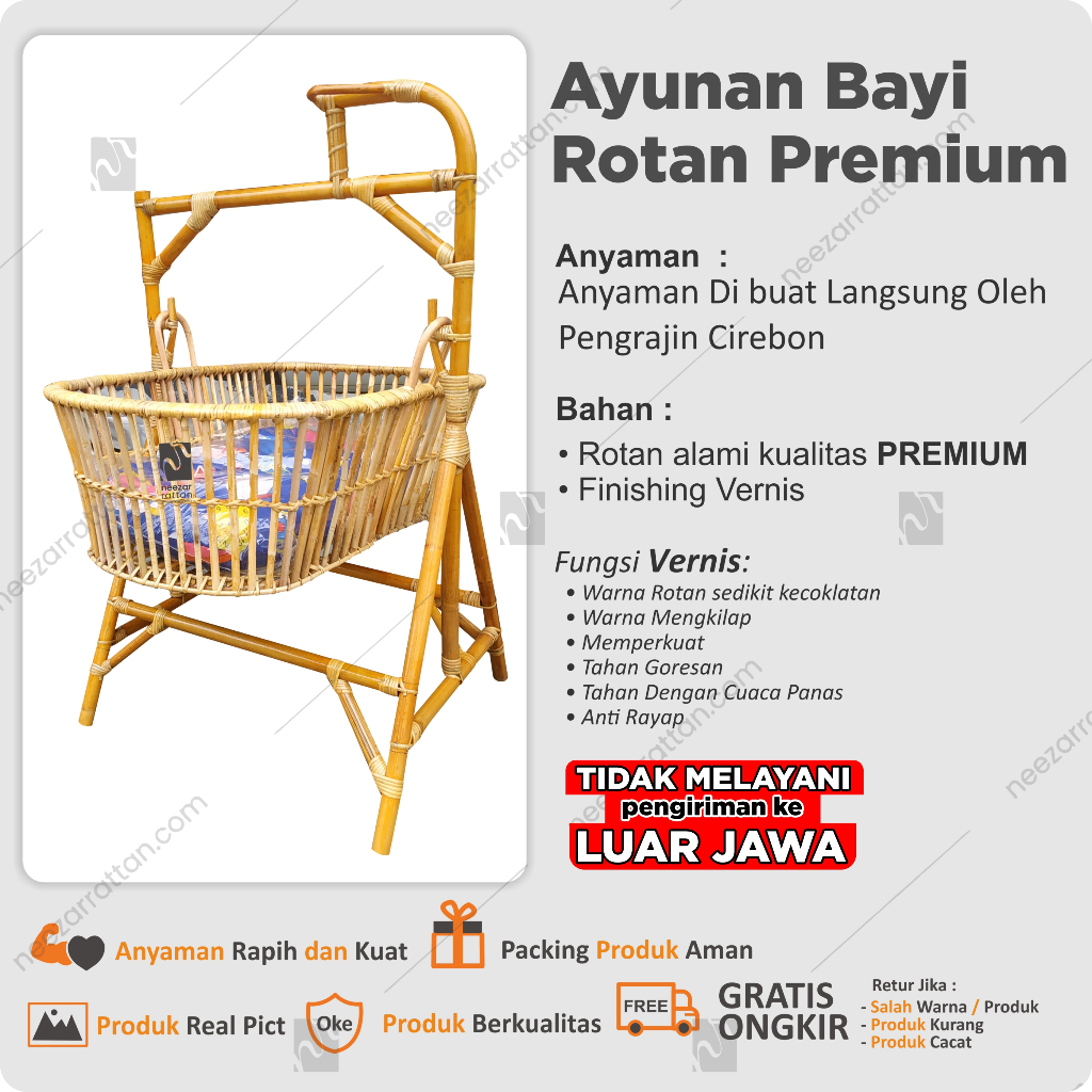 Ayunan Bayi Rotan Goyang, Ayunan Anak Baby, Ayunan minimalis  tempat Tidur Bayi baru lahir