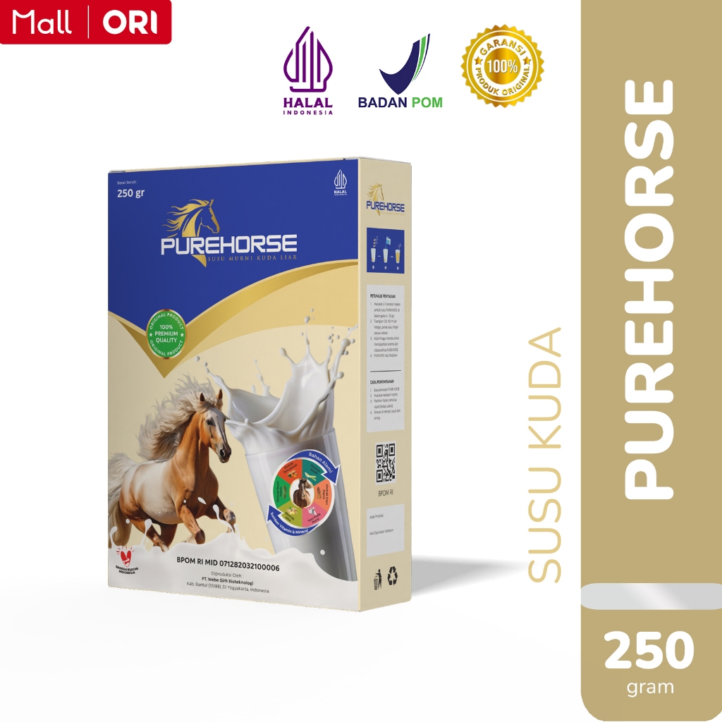 

PUREHORSE Susu Kuda Rendah Gula Untuk Tulang dan Sendi 1 Box Kemasan 250gr