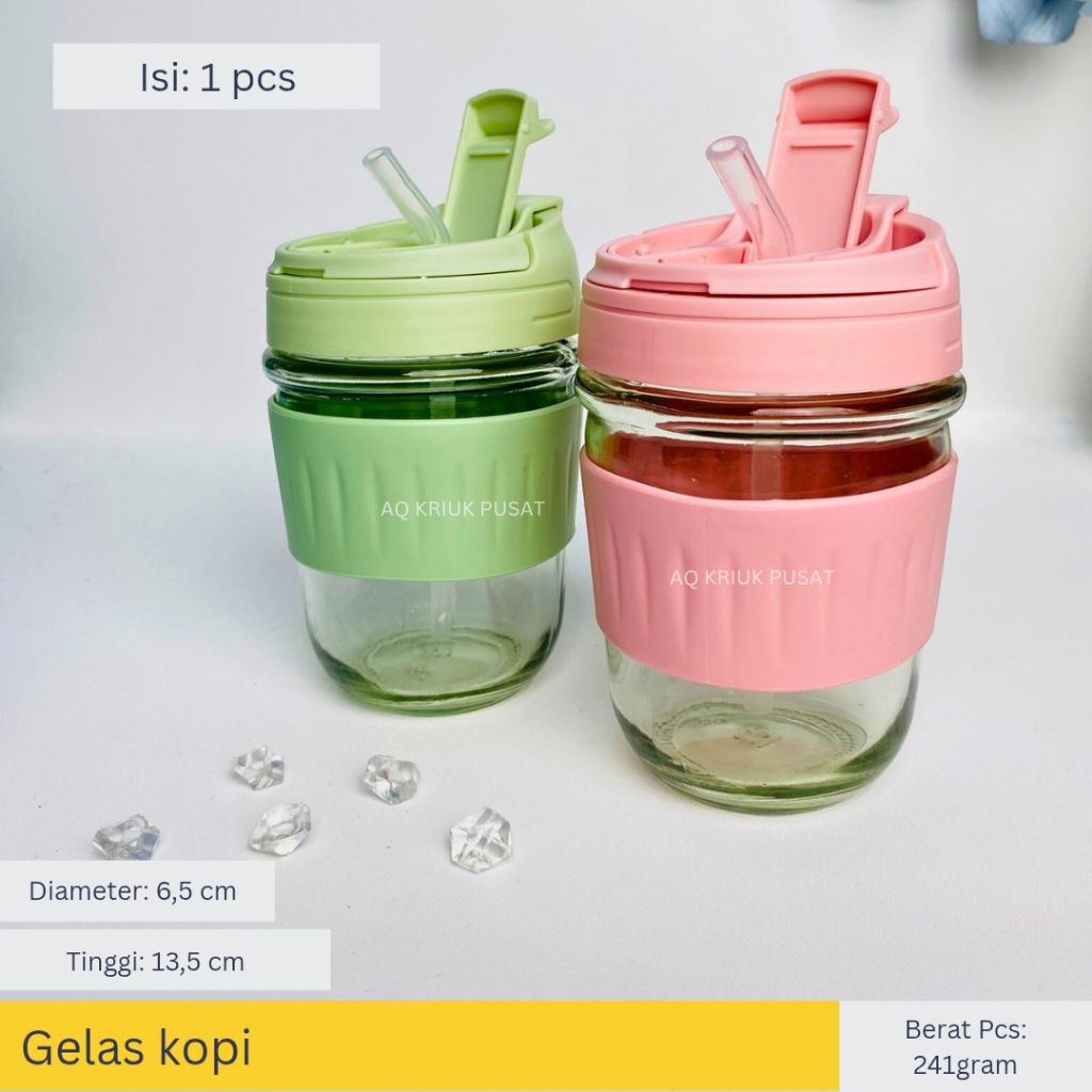 (WAJIB NAMBAH BUBBLE WRAP) GELAS KOPI KACA / GELAS KOPI NON BOX