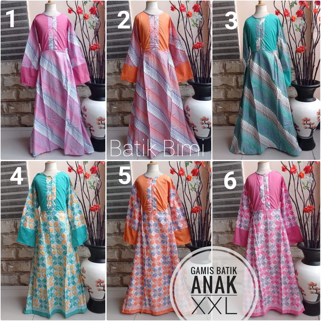 Gamis batik anak XXL size tanggung warna cantik anak perempuan 12,13,14 tahun bahan katun