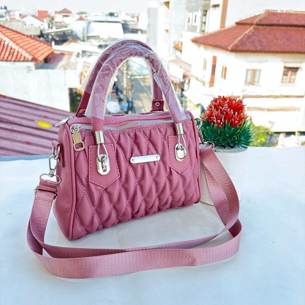 Alfaza tas selempang wanita 2 ruang model speedy bordir timbul