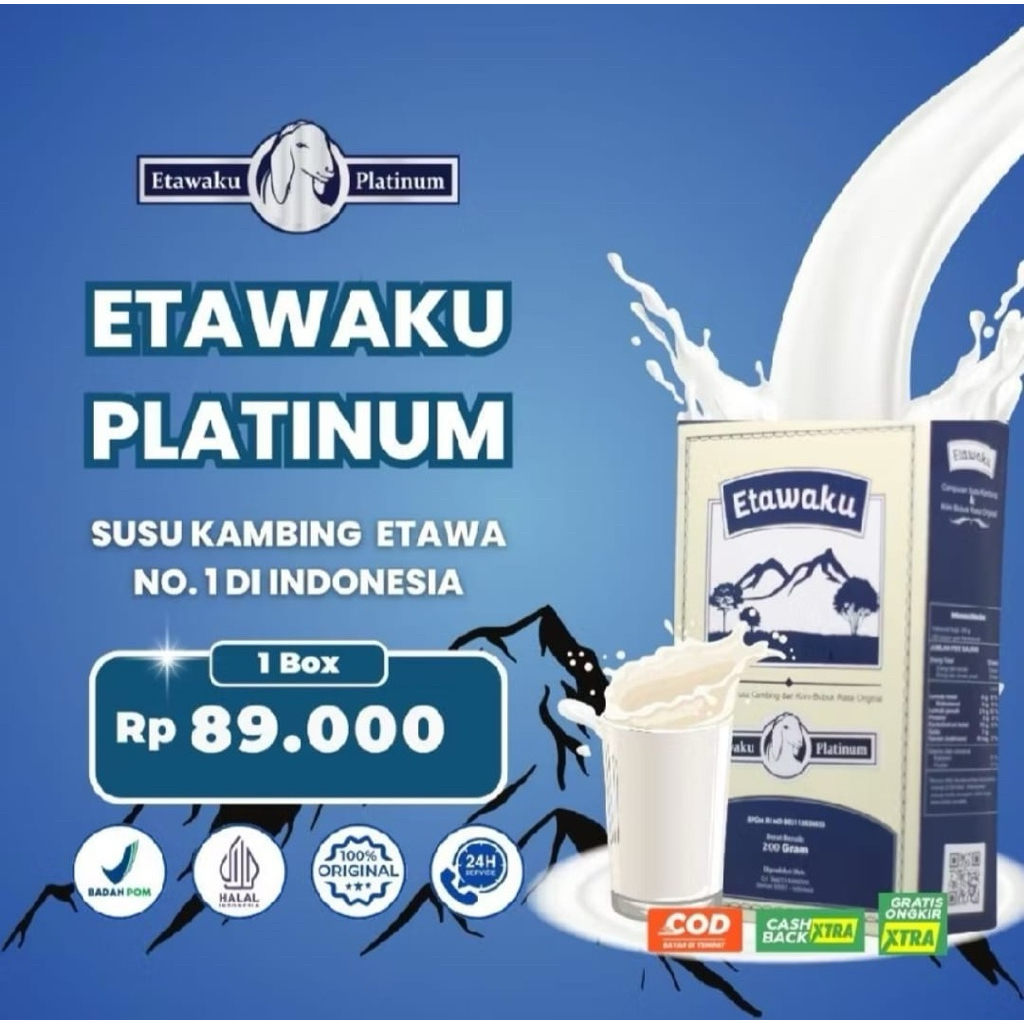 

Etawaku Platinum Susu Kambing Etawa & Krimer Nabati Efektif Atasi Masalah Pernafasan 1 Box Isi 200gr