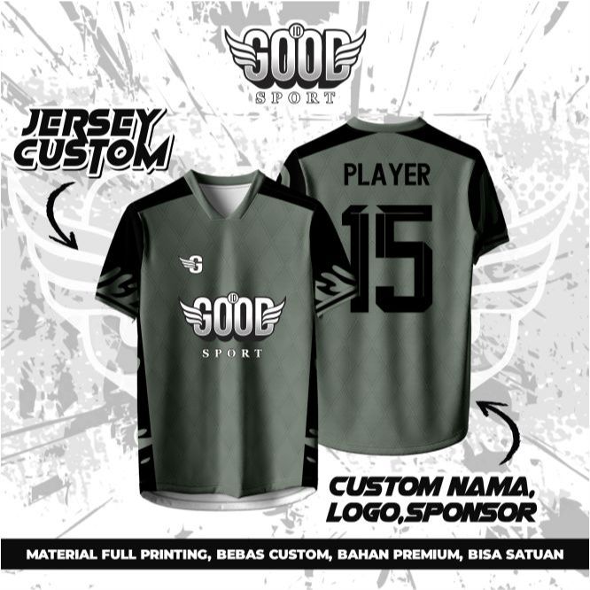 JERSEY Futsal / Sepakbola Army Black & Wihite FREE Custom Nama Nomer Logo Dan Team / Bola Custom Ful