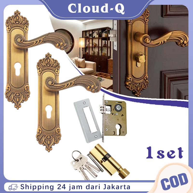 Set Gagang Kunci Pintu Antik Aluminium Vintage Europian / Handle Gagang Pintu Rumah High