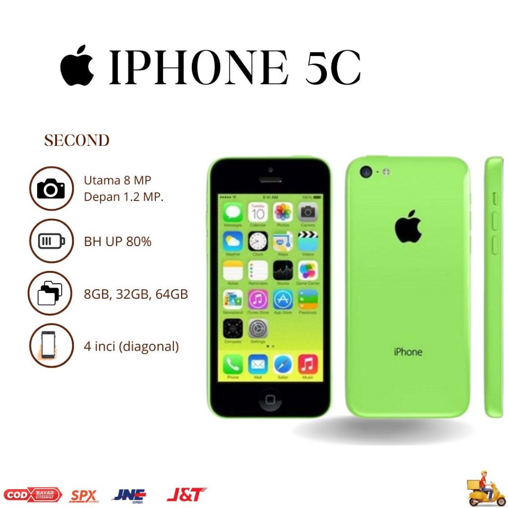 PONSEL IPHONE 5C BARANG BEKAS / SECOND BERGARANSI KUALITAS MASIH OKE HARGA TERJANGKAU