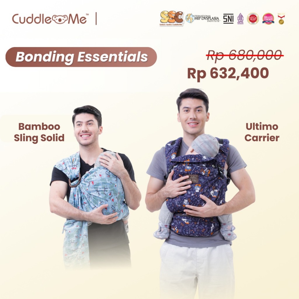 Paket bamboo sling motif dan gendongan ultimo carrier paket untuk kado hemat cuddleme