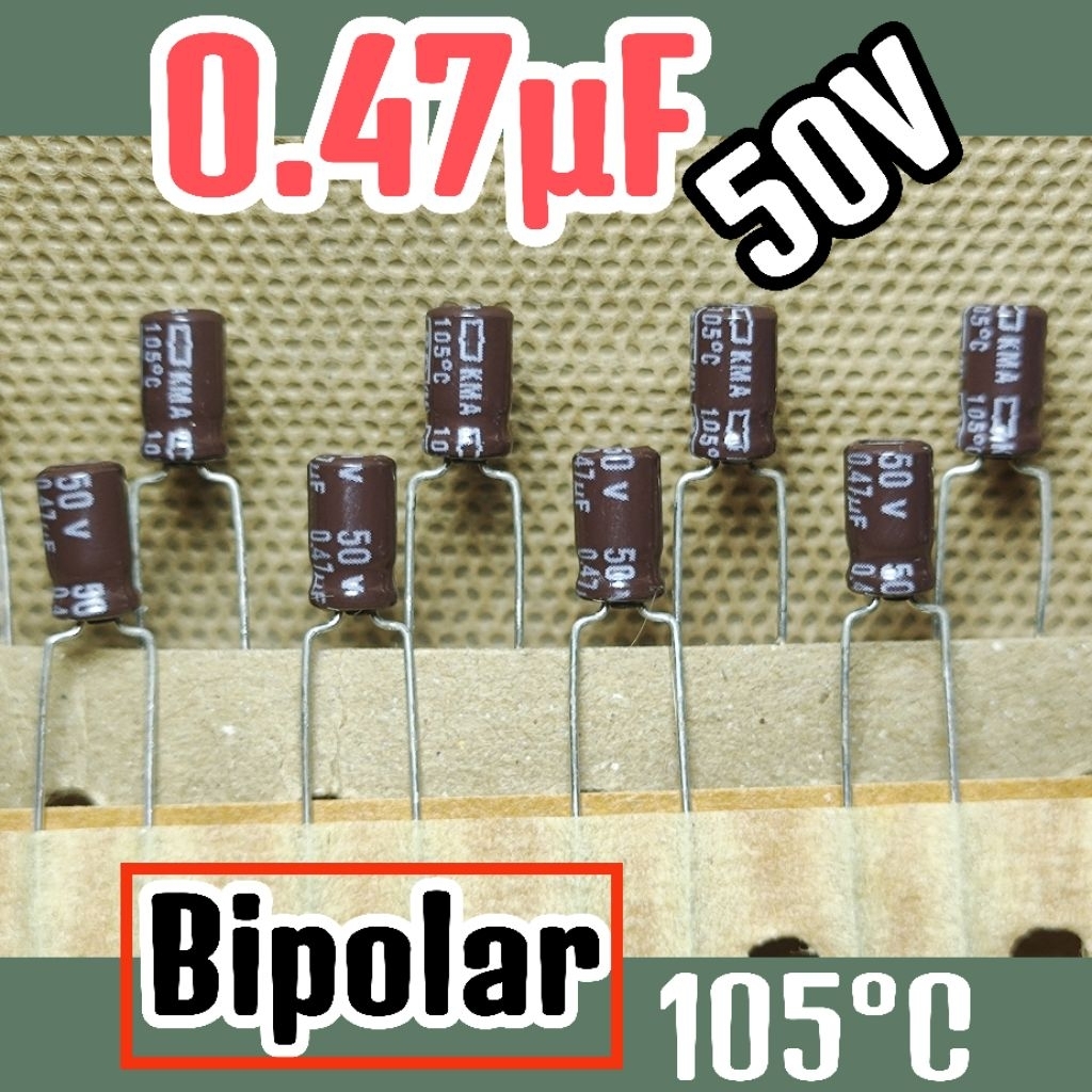 Kapasitor capasitor elko elco BP NP 50v 0.47uf 0,47uF 50v 0,47 uf 0.47uF 50v 50 volt BIPOLAR NONPOLA