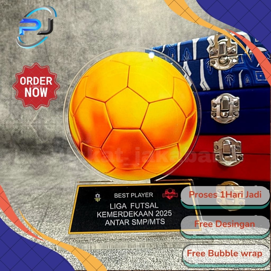 Plakat Akrilik Custom | Turnament Sepak Bola | Vandel Olahraga | Piala Best Keeper | Free Desingan