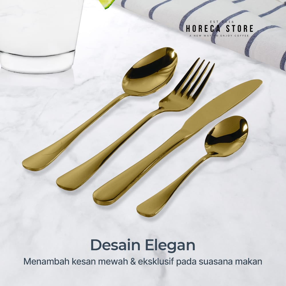 Sendok Garpu Pisau makan warna emas - Stainless Gold cutlery