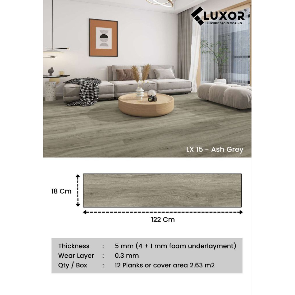 Lantai luxor spc flooring 5MM motif kayu atau wood series