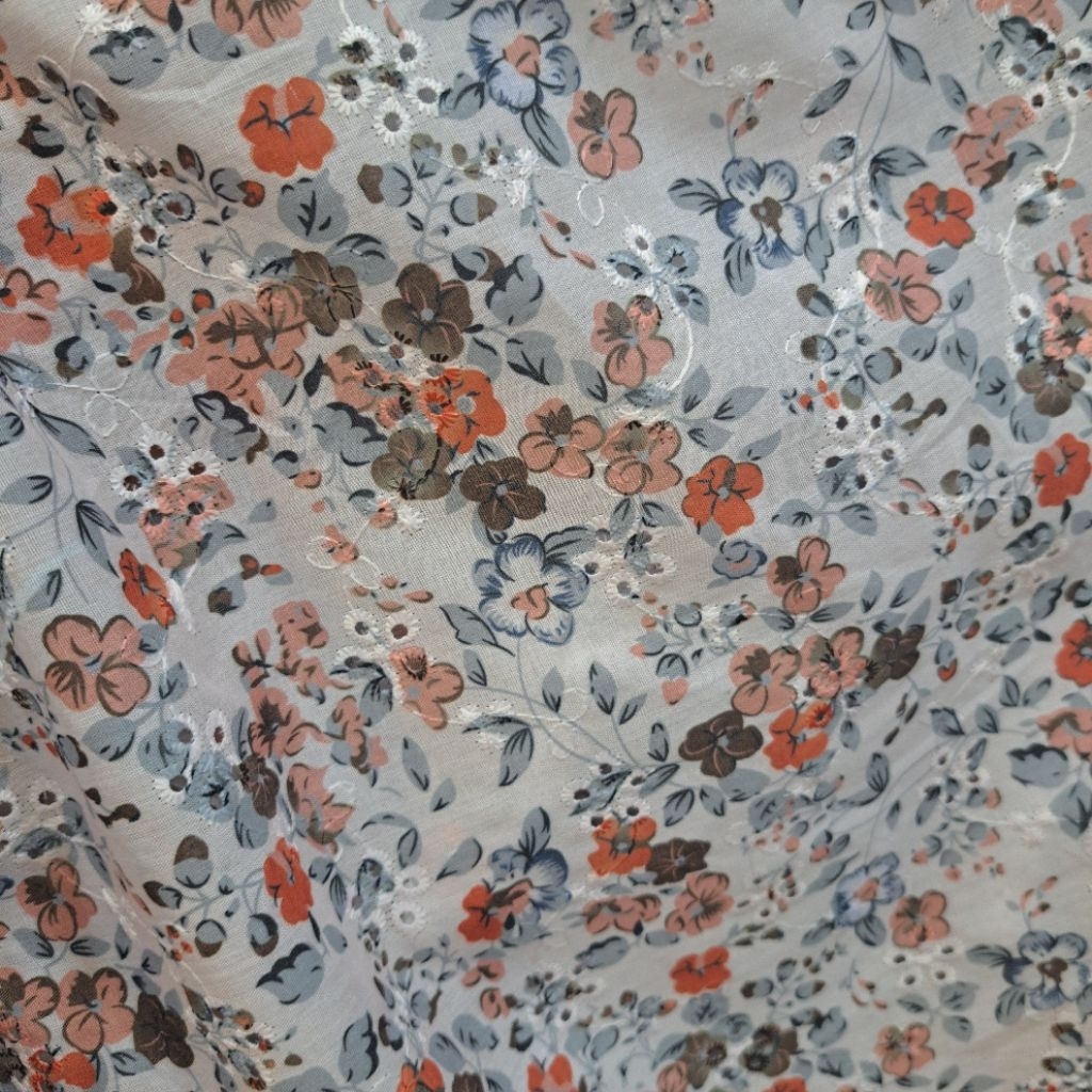 kain katun bordir - kain katun bordir motif bunga - kain bordir premium kh motif bunga