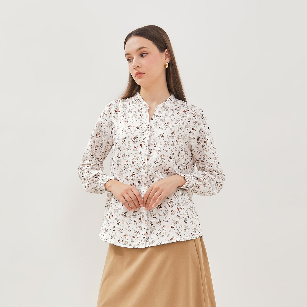 SIMPLICITY V-Neck Floral Print Blouse