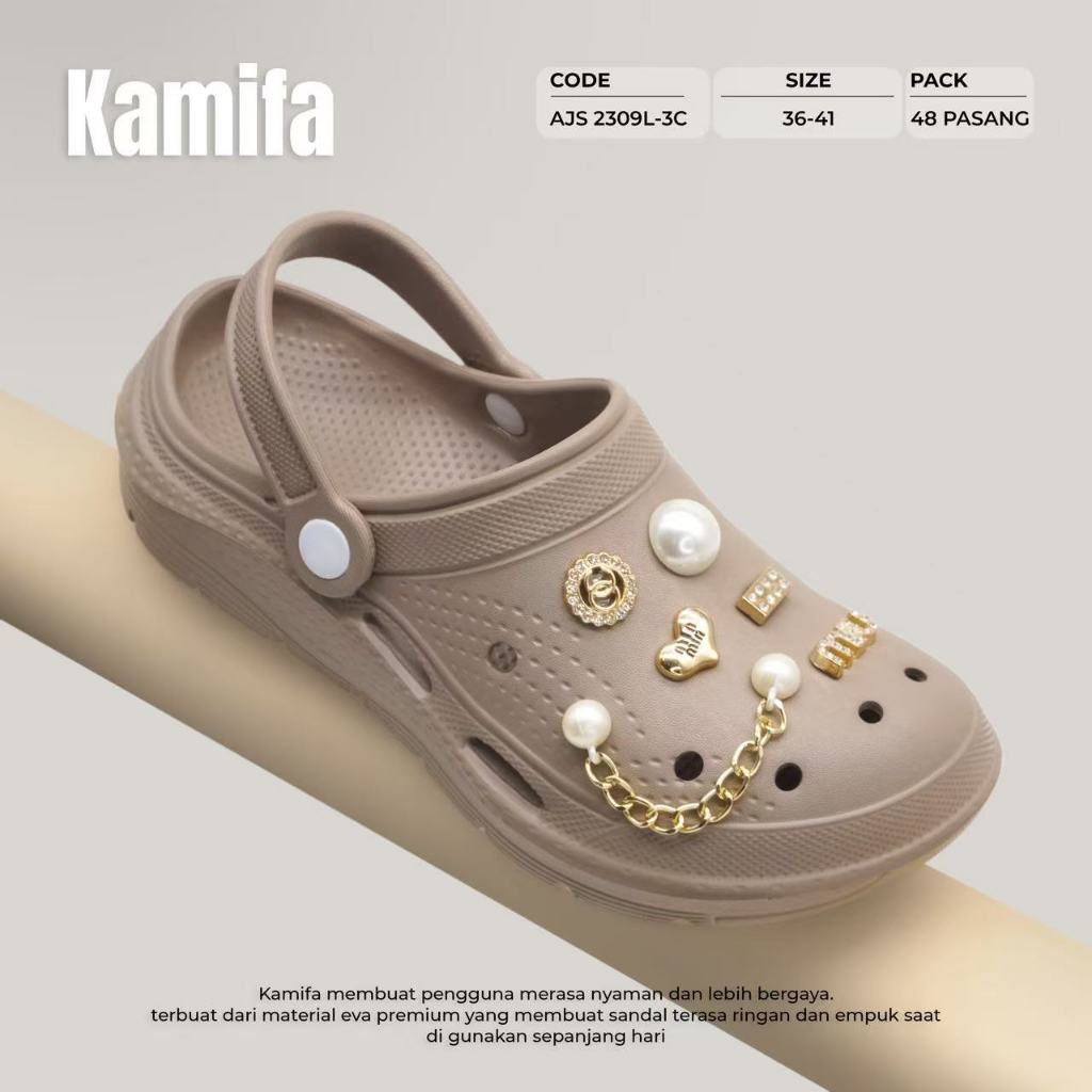 2309 L-3C / REAL PIC Sandal Baim Bakpao Croc Karet Jelly Eva Wanita Free Jibbits Manik Fashion Trend