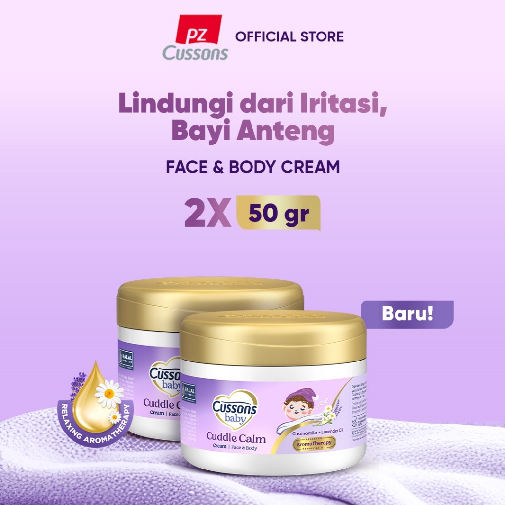 Cussons Baby Cuddle Calm Face & Body Cream 50gr X2� Chamomile & Lavender Oil, Krim Bayi Cegah Iritas