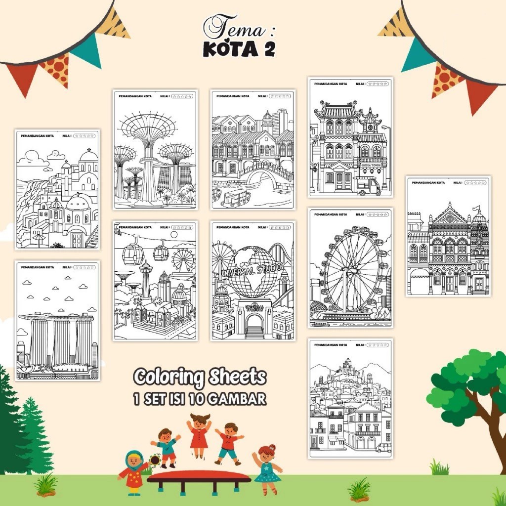 

(KOTA 02) KERTAS MEWARAI ANAK UKURAN A4 - LEMBAR MEWARNAI MURAH READY STOCK - COLORING SHEETS ANAK PAUD/TK