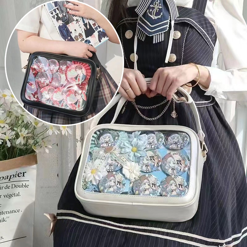 Itabag Tas Selempang Transparan Anime Kotak Tas Kuliah, Tempat Lencana (Tanpa Lencana & Boneka)
