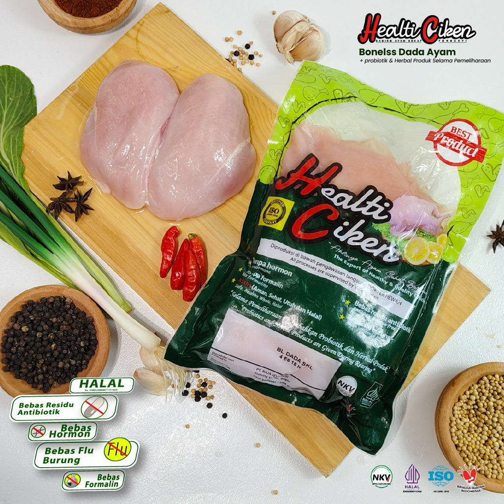 

HEALTI CIKEN Boneless Dada | Ayam + Probiotik & Herbal Produk |0.9-1 kg / Pack