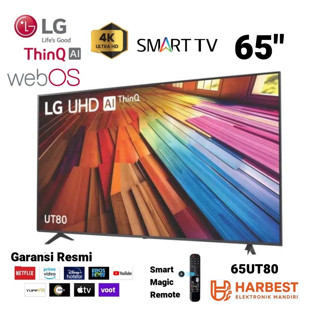 LG Real 4K UHD Smart TV 65 Inch - Magic Remote Voice Google 65UT80 ThinQ AI WebOS Reborn 2.0 Digital