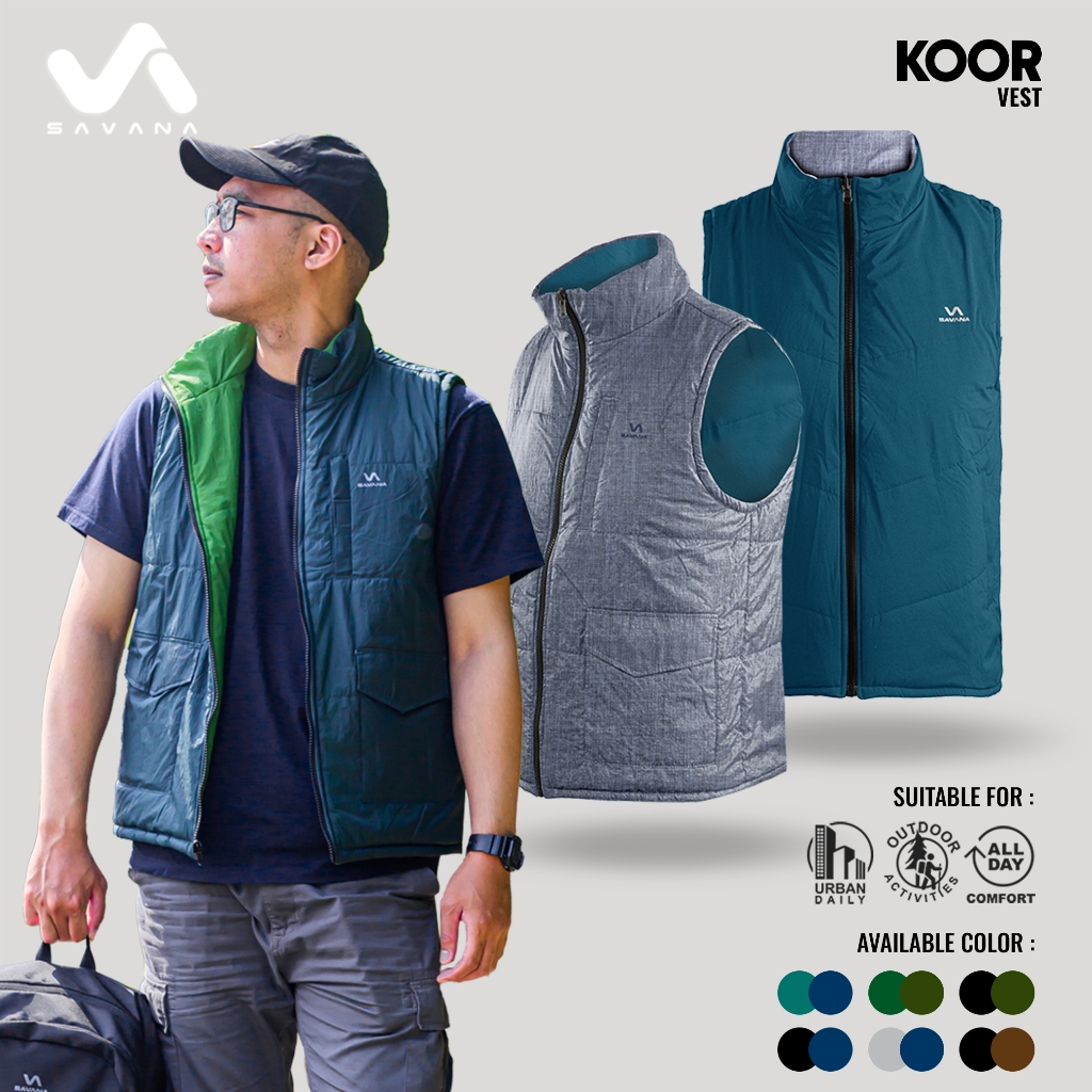 Savana Vest Windbreaker Rompi Bolak Balik - Koor
