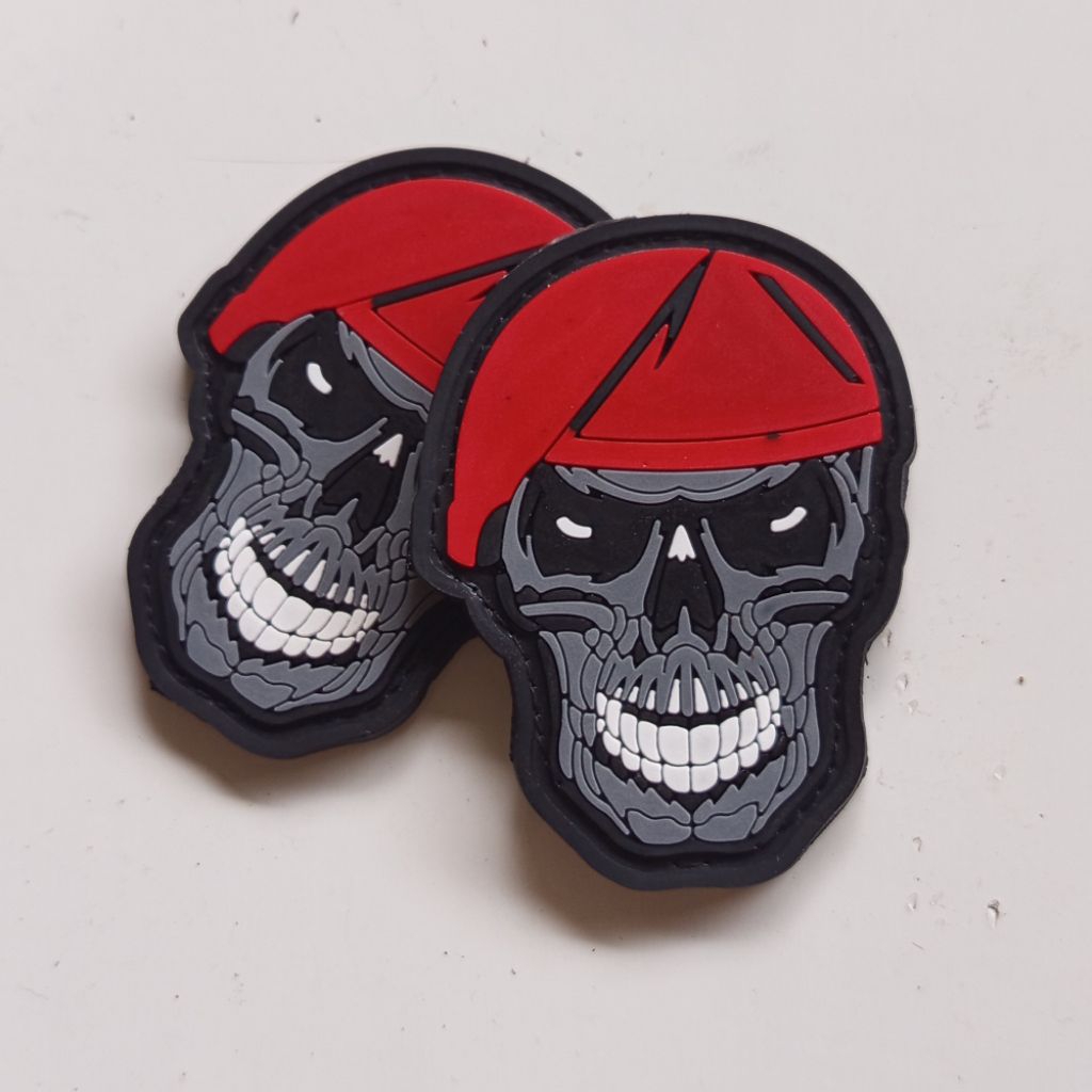 rubber patch logo tengkorak baret merah kopassus tempelan emlem karet