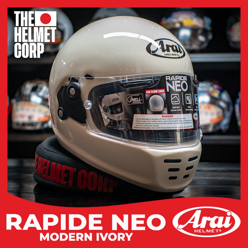 ARAI RAPIDE NEO MODERN IVORY FULL FACE VINTAGE HELMET ORIGINAL HELM MOTOR ARAI KLASIK