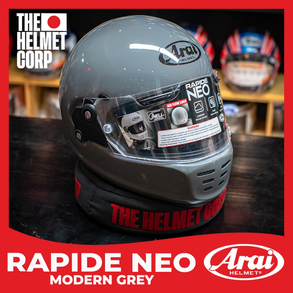 ARAI RAPIDE NEO MODERN GREY FULL FACE VINTAGE HELMET ORIGINAL HELM MOTOR ARAI KLASIK