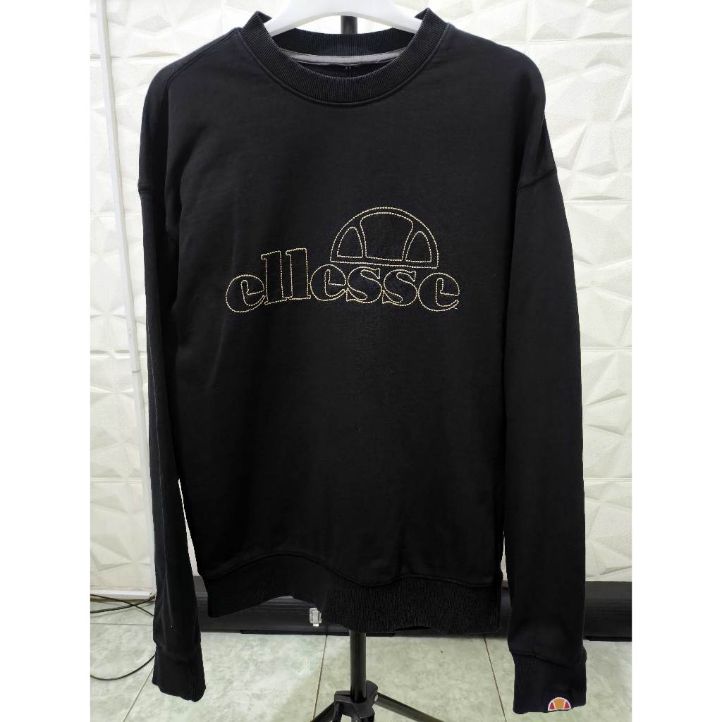Sweater CN Crewneck Ellesse Hitam Big Logo Bordir