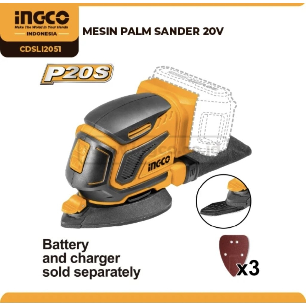MESIN PALM SANDER 20V INGCO