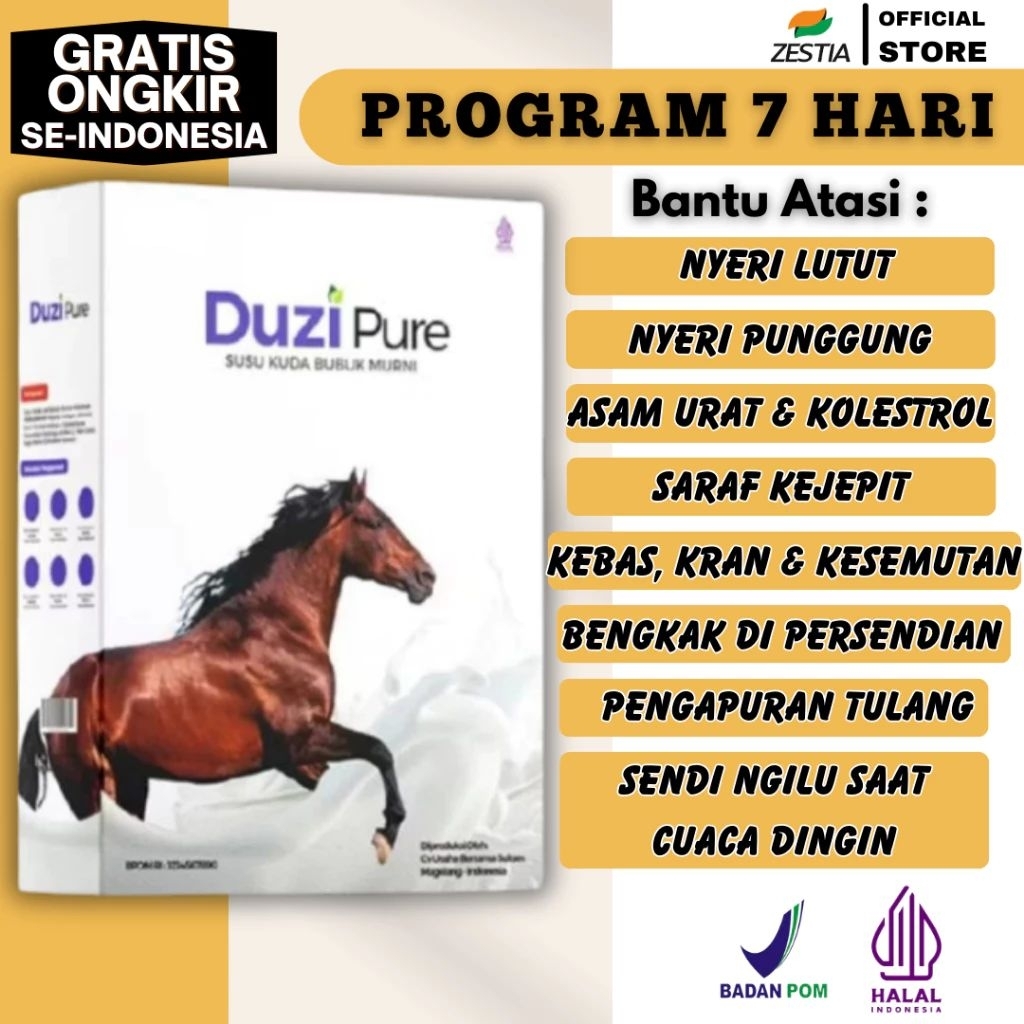 

Duzipure 200gr Susu Kuda Herbal Mengatasi Osteoporosis, Nyeri Sendi Dan Asam Urat